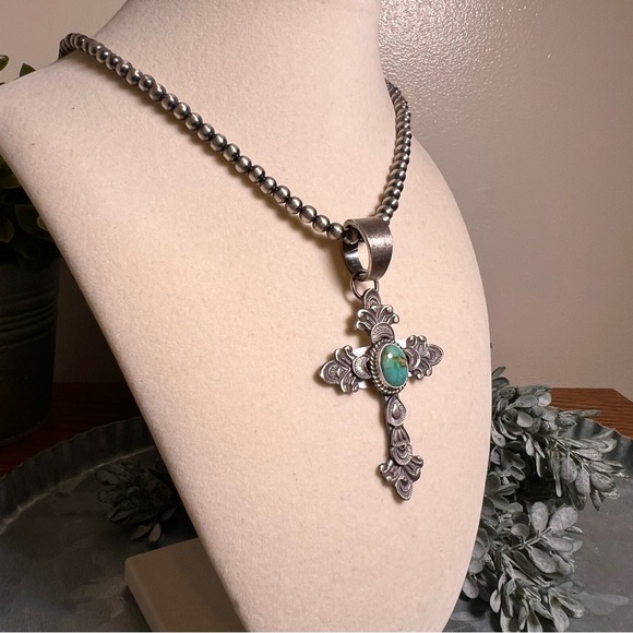 Kevin Billah Sterling Silver Sonoran Gold Turquoise Cross Pendant 925 - Picture 12 of 15